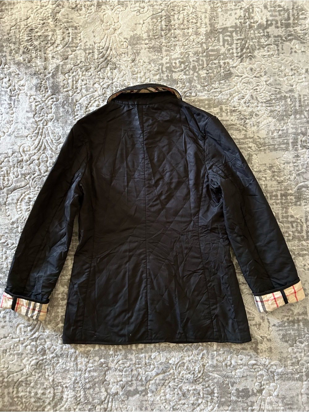 BURBERRY QUILTED NOVA CHECK JACKET SIZE XS BLACK - Picture 6 of 11
